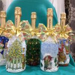 Decoupage bottles for the New Year