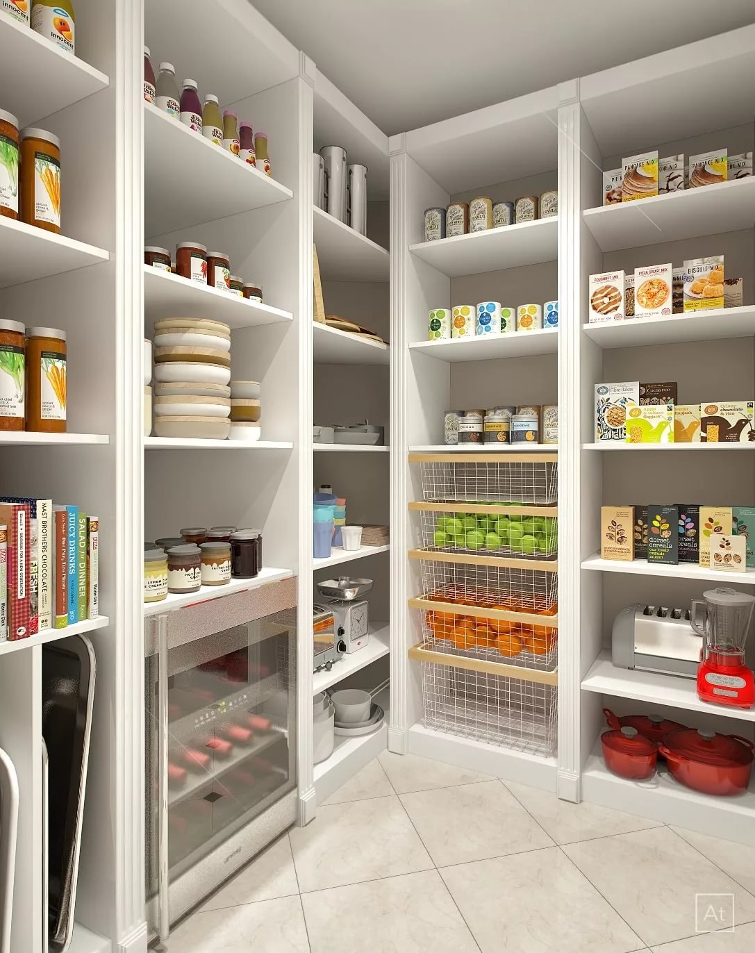 With metal fruit baskets