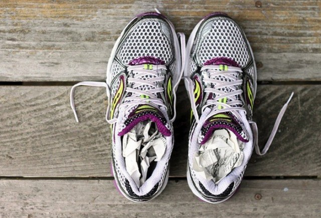 Old newspapers for drying shoes