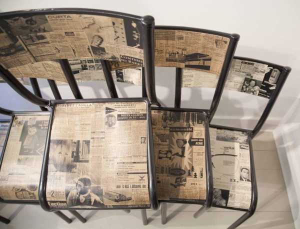Decoupage with old newspapers