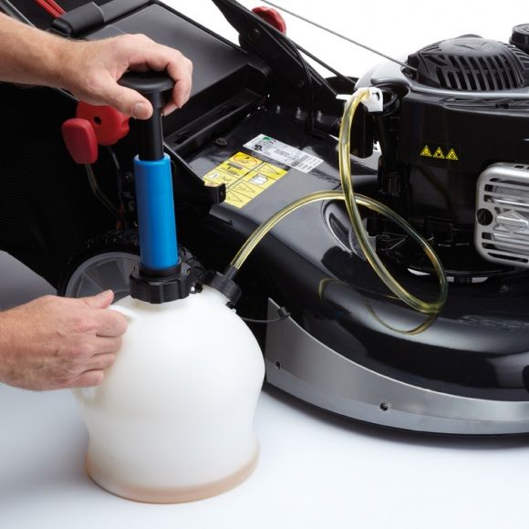 how little to pour into a lawnmower