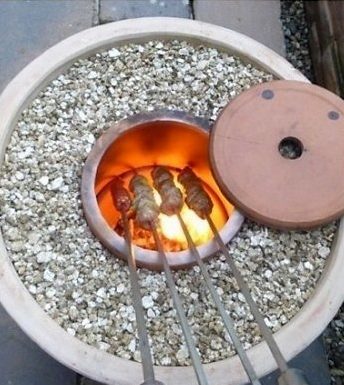 Cooking in tandoor.