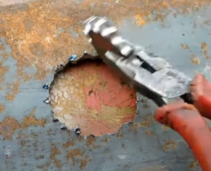 Cut a hole in the center.