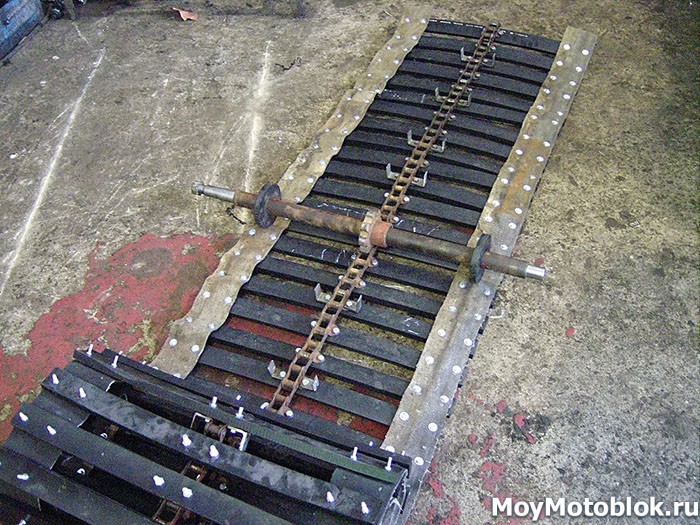 Caterpillar made from belts.