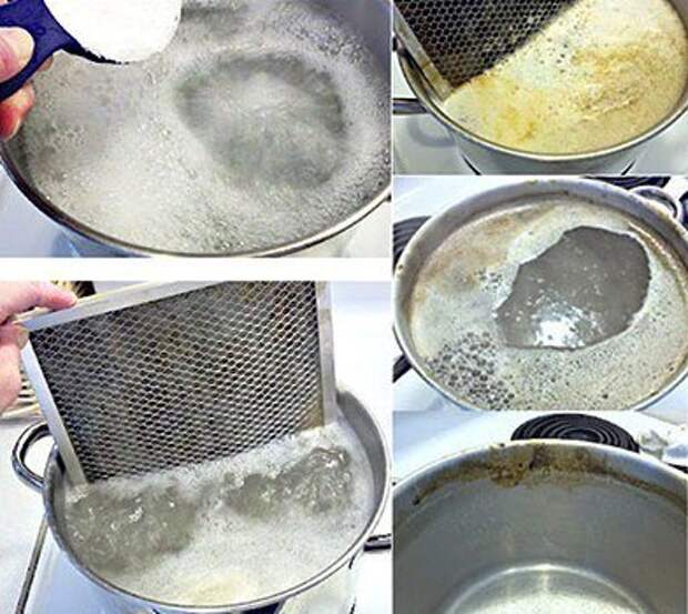 Boiling to clean the grate from grease
