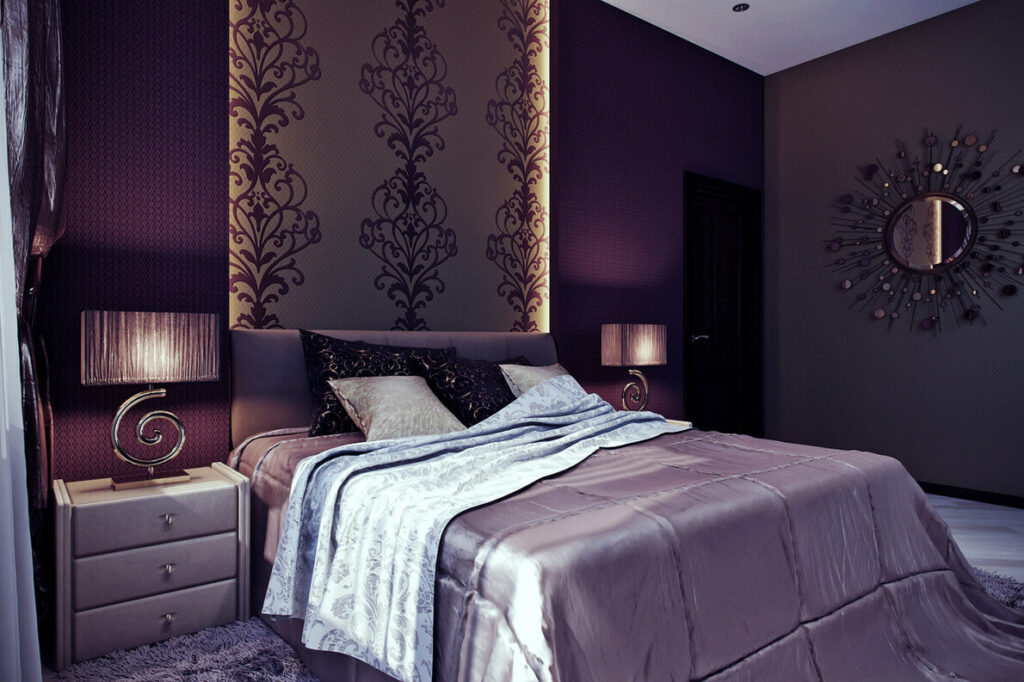 Purple bedroom.