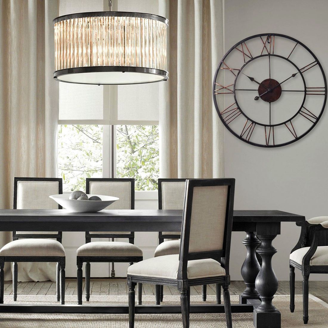 Hot-Sale-Extra-Large-Vintage-Style-Statement-Metal-Wall-Clock-Country-Style-Chocolate-color