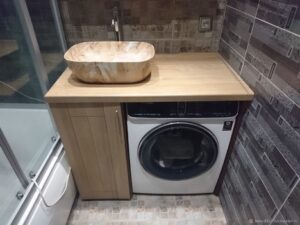 Embedding a washing machine under a countertop