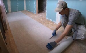 The material is laid on the surface