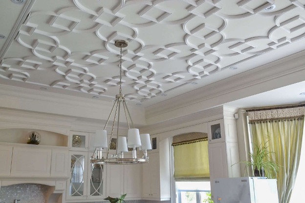 Polystyrene foam on the ceiling